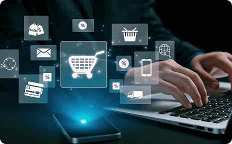 Digital shopping interface representing process digitalization